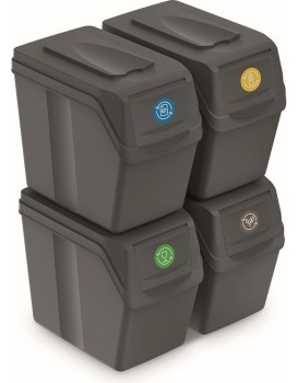 Sada košů na třídění odpadu HADAR 4x20L šedý kámen