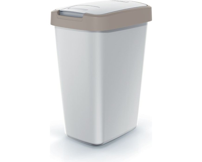 Odpadkový koš COMPACTO FLAS s víkem popelavě šedý/světle hnědý