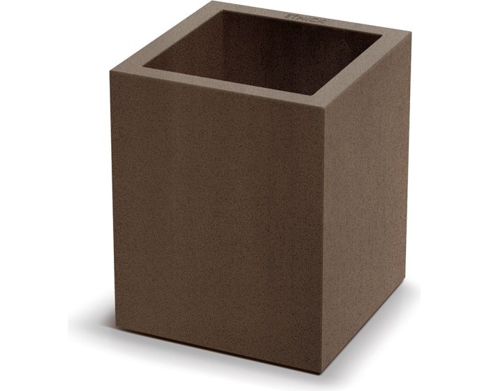 Plastový květináč CUBLASO SQUARE MIDL 29 cm hnědý