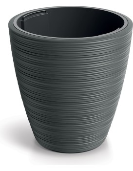 Plastový květináč Venas Round tmavě šedý