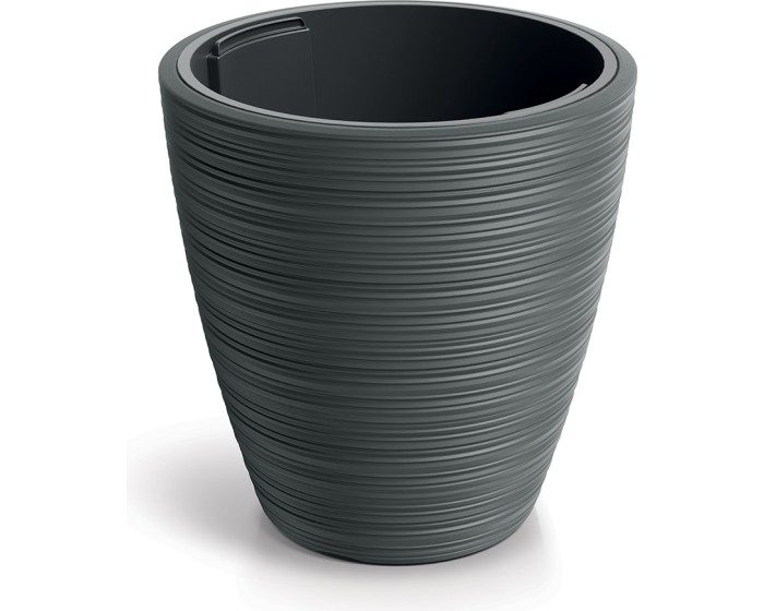 Plastový květináč Venas Round tmavě šedý