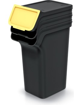 Sada 3 odpadkových košů STACKBOXER Q 3 x 25 L černá