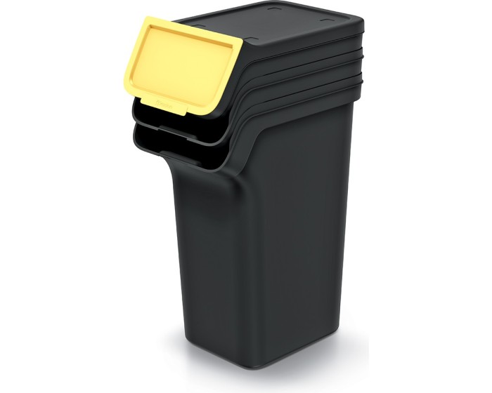 Sada 3 odpadkových košů STACKBOXER Q 3 x 25 L černá