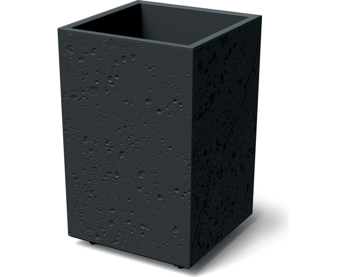 Plastový květináč SIERRAS SQUARE HIGH BETON EFFECT 38,5 cm černý beton