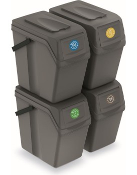 Sada košů na třídění odpadu SORTERRA 4x25L šedý kámen