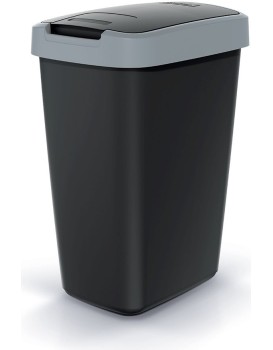 Odpadkový koš COMPACTO FLAS s víkem černý/světle šedý