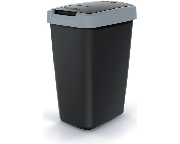 Odpadkový koš COMPACTO FLAS s víkem černý/světle šedý