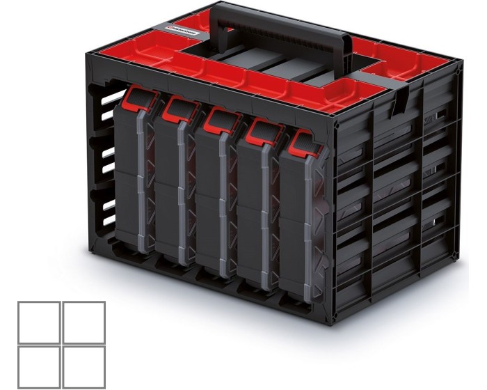 Sada organizérů 5 ks TAMON 41,5 x 29 x 29 cm černo-červená