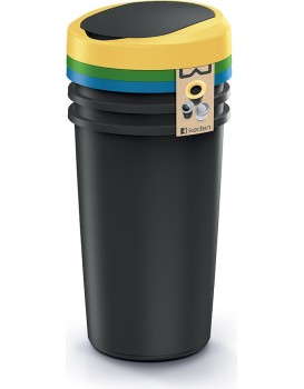 Sada kulatých odpadkových košů COMPACTO FLAS 3x 25 L černá