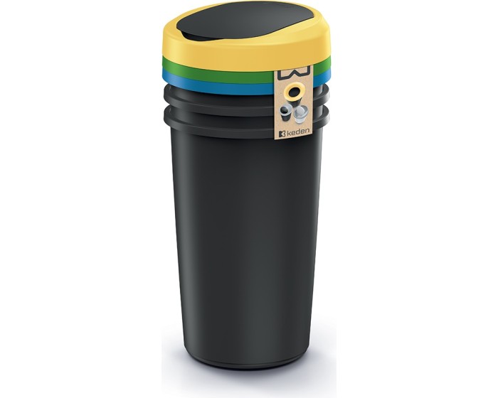 Sada kulatých odpadkových košů COMPACTO FLAS 3x 25 L černá