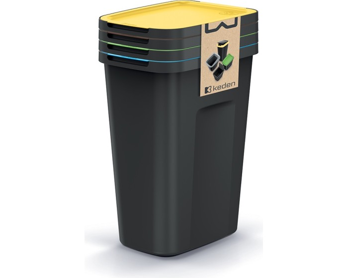 Sada odpadkových košů COMPACTO FLAS 4x 35 L černá