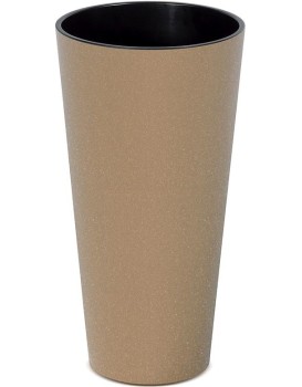 Plastový květináč TUBUS Slim Eco Wood 20 cm hnědý 
