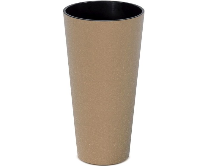Plastový květináč TUBUS Slim Eco Wood 20 cm hnědý 