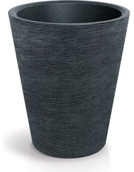 Plastový květináč TUBRAN ROUND černý granit