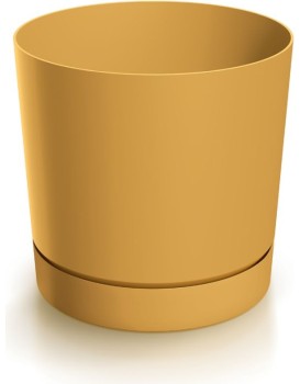 Plastový květináč TUBOS P s miskou hořčicový