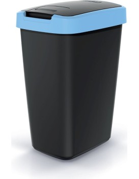 Odpadkový koš COMPACTO FLAS s víkem černý/světle modrý