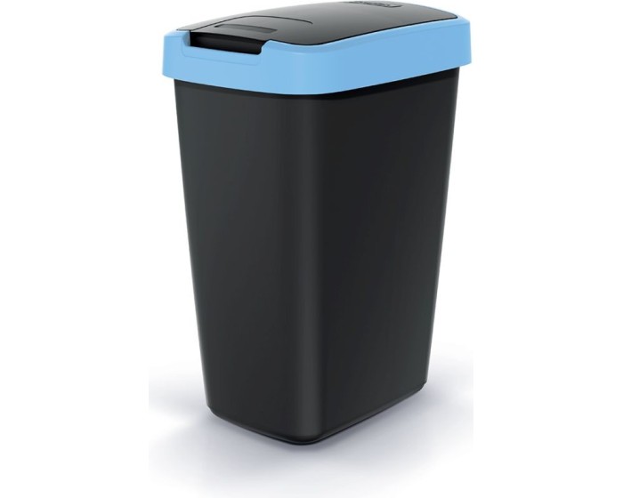 Odpadkový koš COMPACTO FLAS s víkem černý/světle modrý