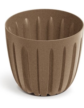 Plastový květináč WARIOS ECO WOOD hnědý matný