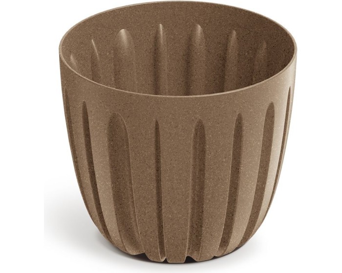 Plastový květináč WARIOS ECO WOOD hnědý matný