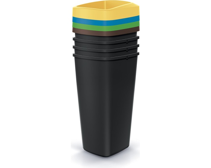 Sada odpadkových košů COMPACTO 4x25 L černá