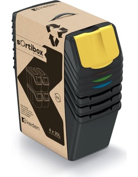 Sada 4 odpadkových košů Soorti na tříděný odpad 4 x 20 l černá