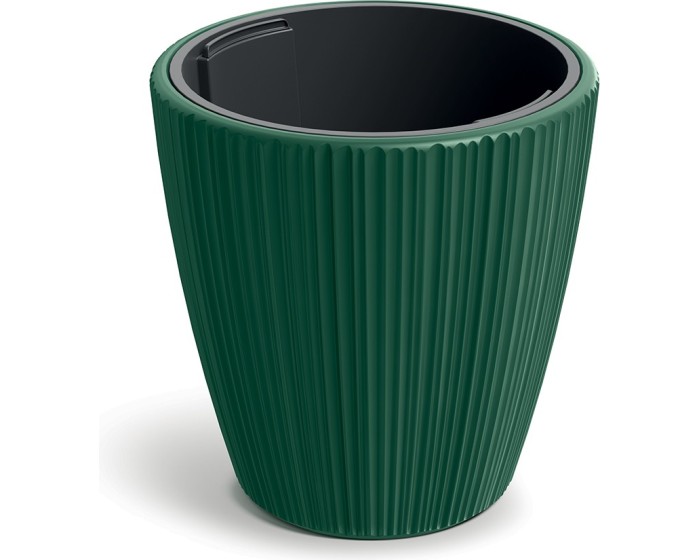 Plastový květináč OROS tmavě zelený matný