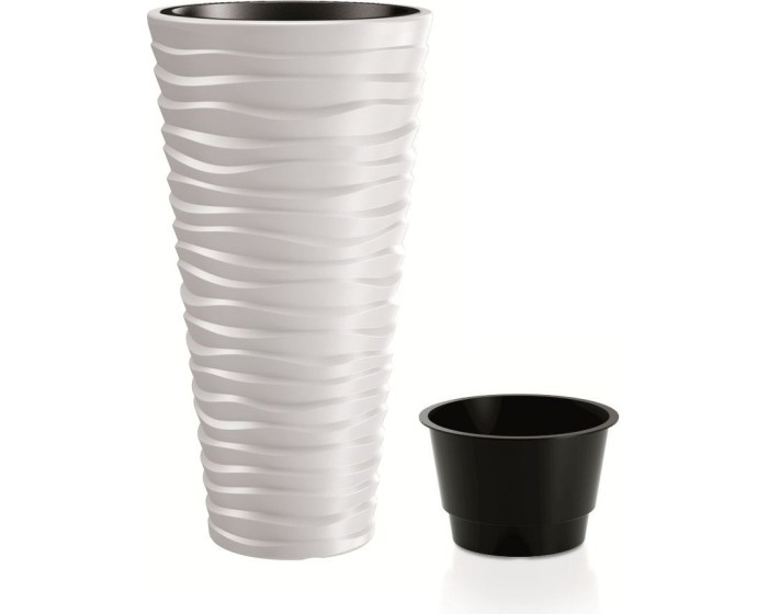Květináč Long Sand s vložením bílý
