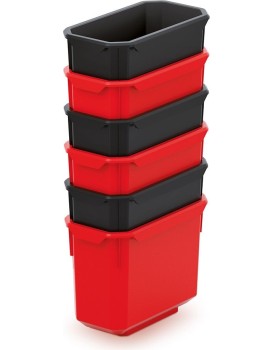 Sada úložných boxů 6 ks XEBLOCCK 14 x 7,5 x 28 cm černo-červená