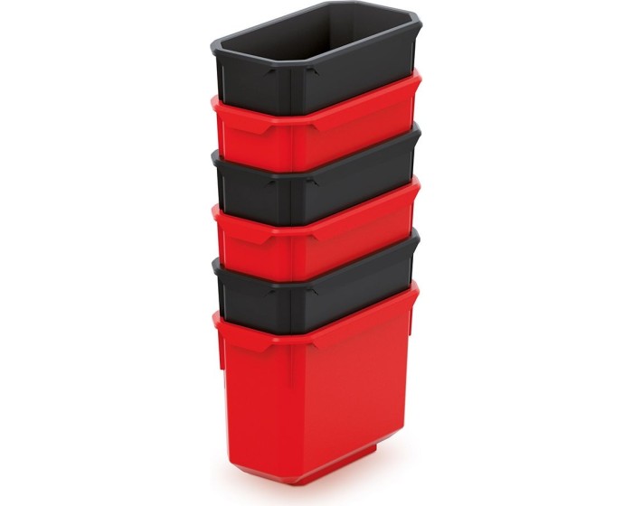 Sada úložných boxů 6 ks XEBLOCCK 14 x 7,5 x 28 cm černo-červená