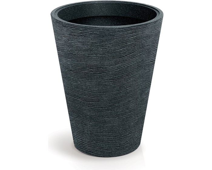 Plastový květináč TUBRAN ROUND MIDL 48 cm černý granit