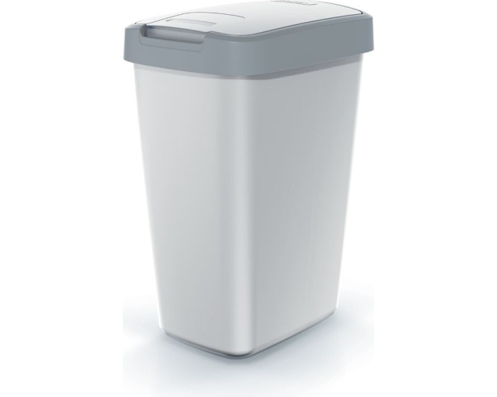 Odpadkový koš COMPACTO FLAS s víkem popelavě šedý/světle šedý