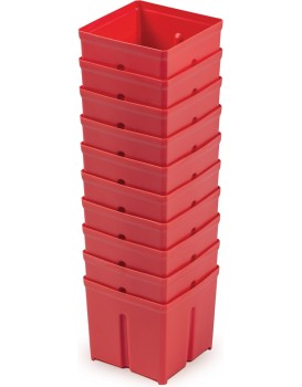 Sada 10 plastových boxů na nářadí TIGER BOX 10,5x10,5x9,7 cm červená