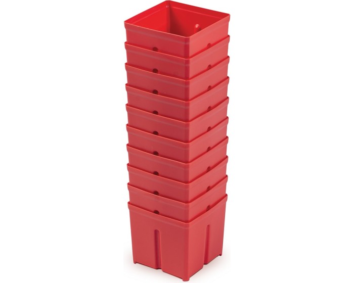 Sada 10 plastových boxů na nářadí TIGER BOX 10,5x10,5x9,7 cm červená