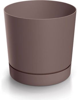 Plastový květináč TUBOS P s miskou odstín marsala matný