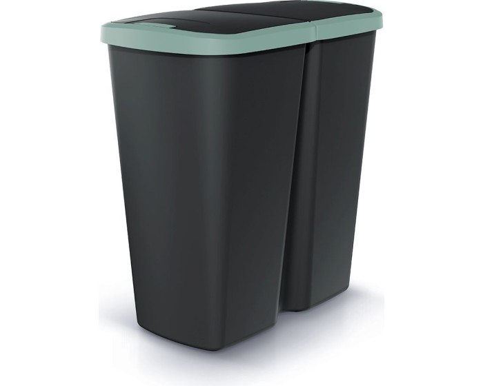 Odpadkový koš COMPACTO DUO černý/zelený