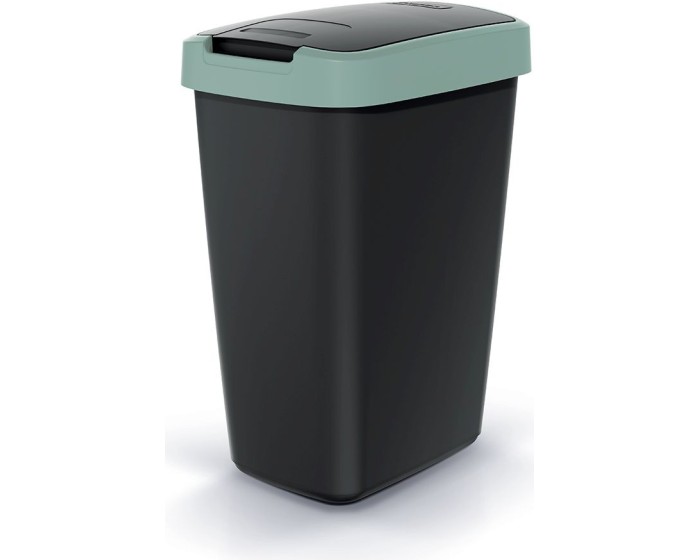 Odpadkový koš COMPACTO FLAS s víkem černý/světle zelený