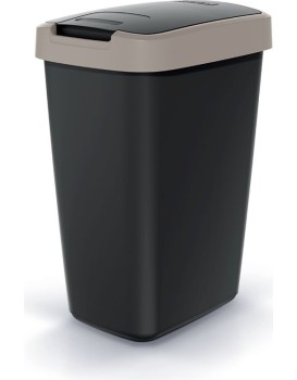 Odpadkový koš COMPACTO FLAS s víkem černý/světle hnědý