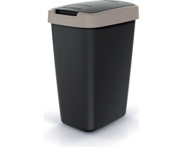 Odpadkový koš COMPACTO FLAS s víkem černý/světle hnědý