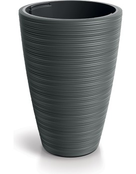 Plastový květináč Venas Round tmavě šedý II