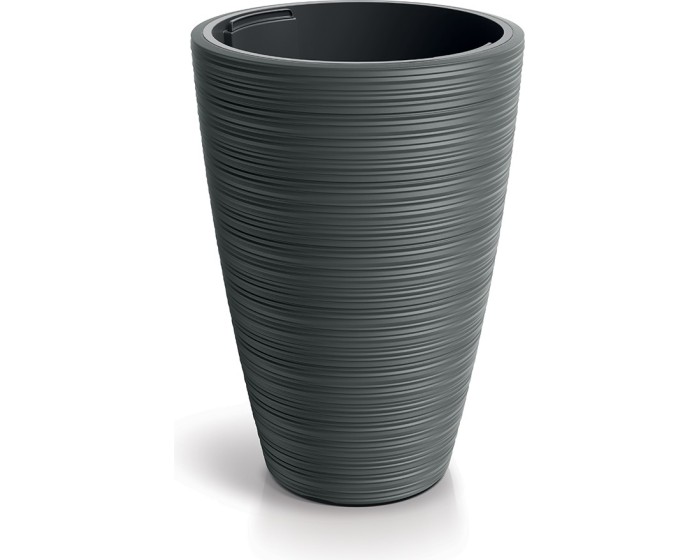 Plastový květináč Venas Round tmavě šedý II