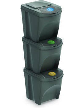 Sada 3 odpadkových košů 3x25 L DEILA šedá