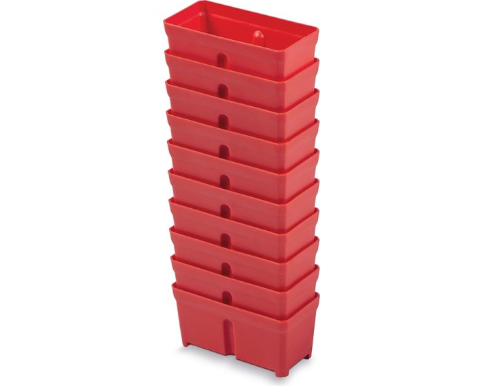Sada 10 plastových boxů na nářadí TIGER BOX 10,5x5x5 cm červená