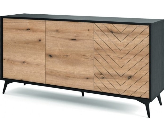 Komoda Diamond 154 cm dub/černá