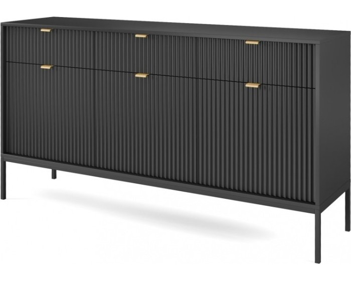 Komoda Nova 154 cm černá/černý rám