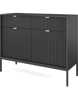 Komoda Nova 104 cm se zásuvkami černá/černý rám