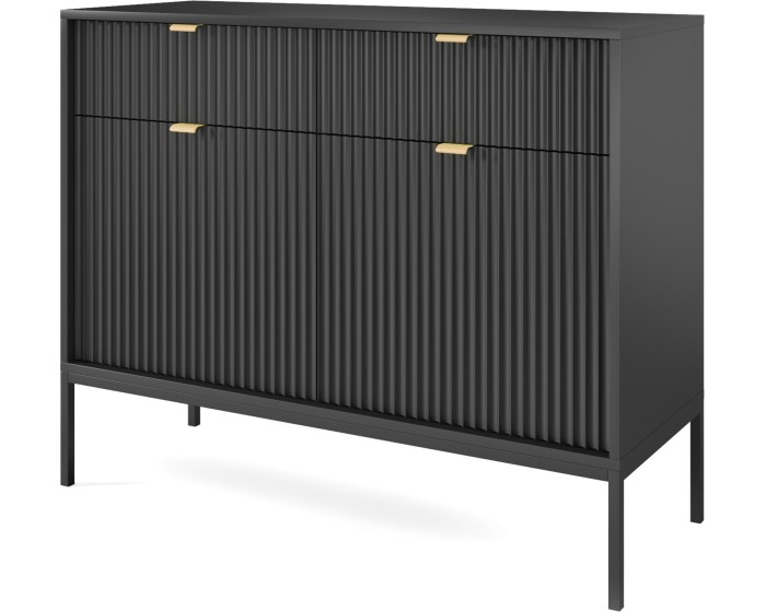 Komoda Nova 104 cm se zásuvkami černá/černý rám