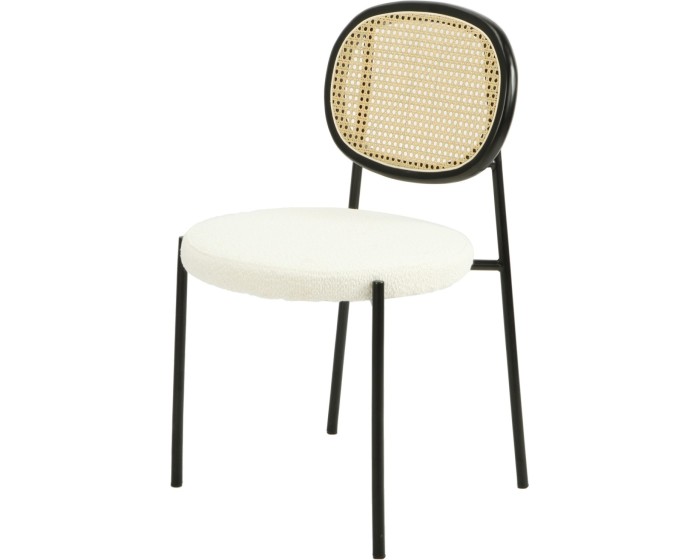 Designová jídelní židle Fisco bouclé bílá/černá