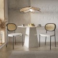 Designová jídelní židle Fisco bouclé bílá/černá