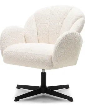 Otočné designové křeslo Casablanca bouclé bílé/černé