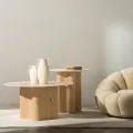 Konferenční stolek Alesund 90 cm travertin/dub přírodní